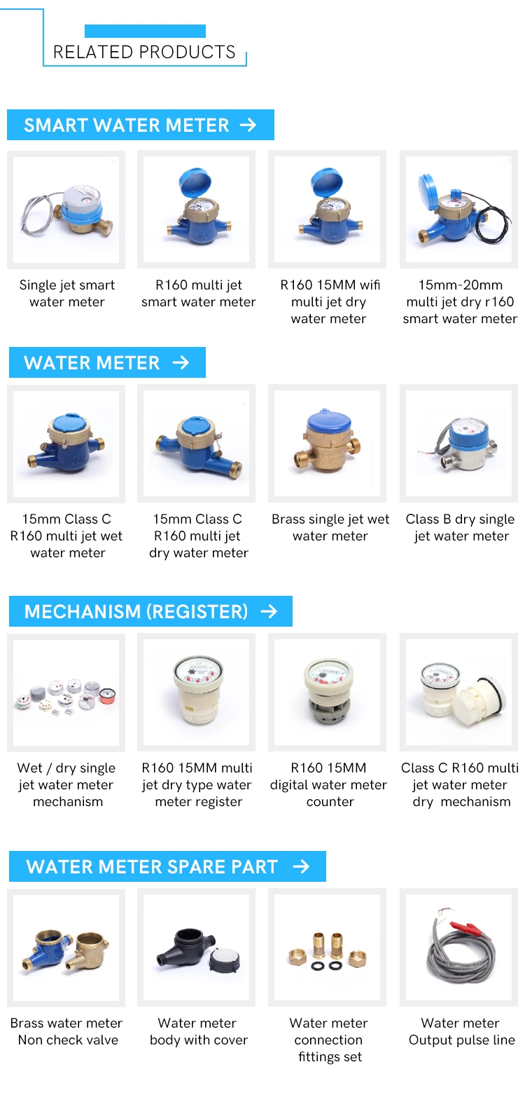 R160 Multi Jet Dry Type Water Meter Mechanism with AMR (NX-1)